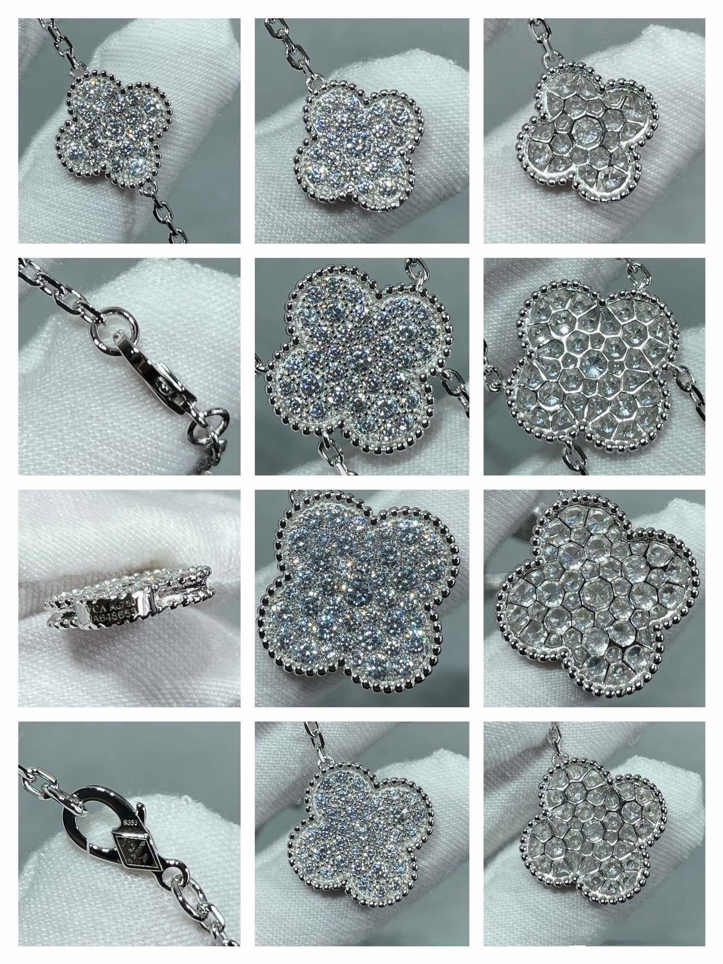 ¡®Aura Jewels¡¯CLOVER 6 MOTIF DIAMOND PAVED NECKLACE
