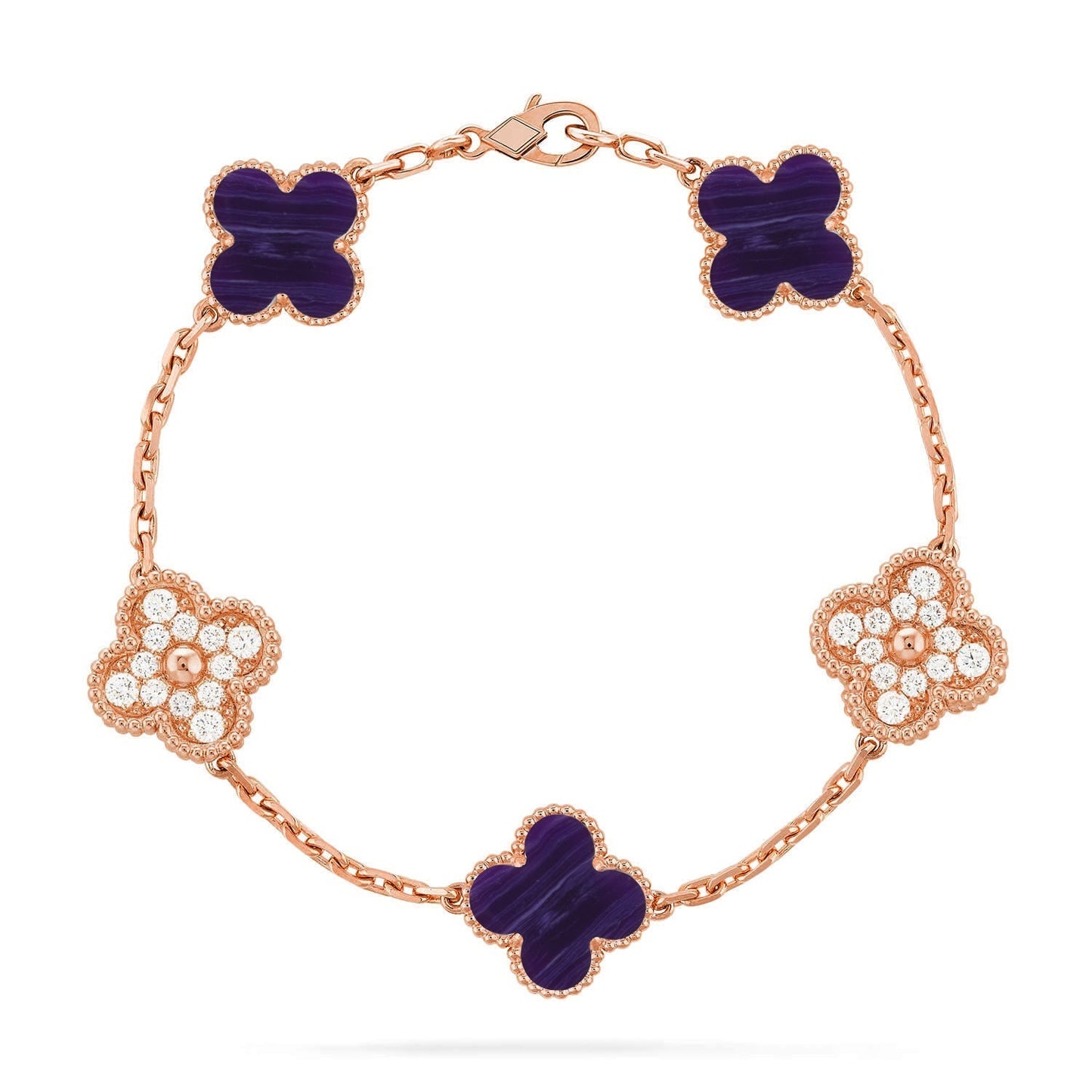[Aura Jewels]New CLOVER 5 MOTIF PURPLE STRIPES BRACELET COLLECTION