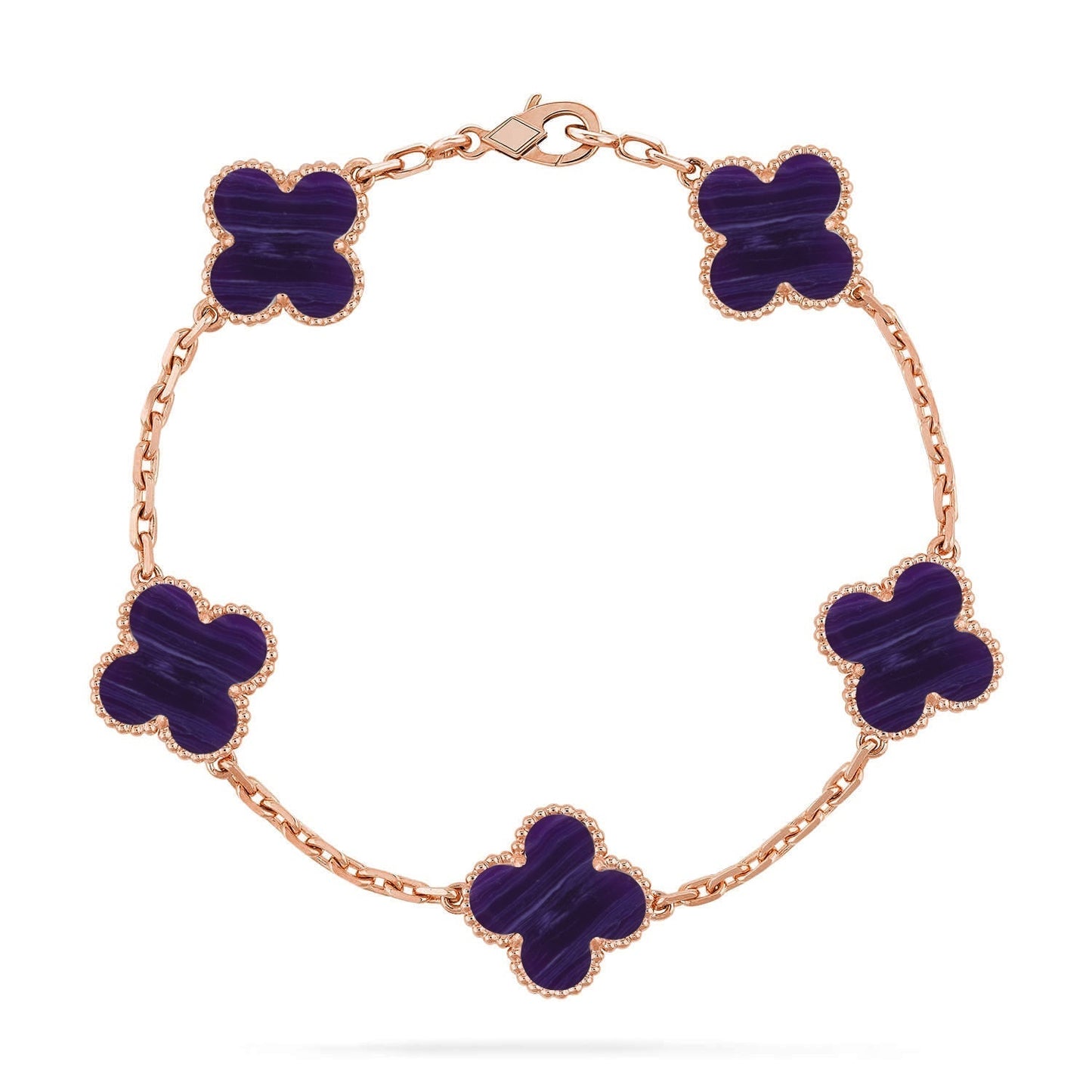 [Aura Jewels]New CLOVER 5 MOTIF PURPLE STRIPES BRACELET COLLECTION