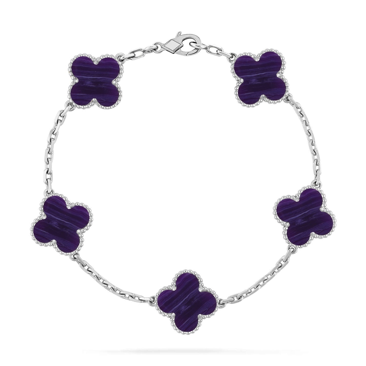 [Aura Jewels]New CLOVER 5 MOTIF PURPLE STRIPES BRACELET COLLECTION