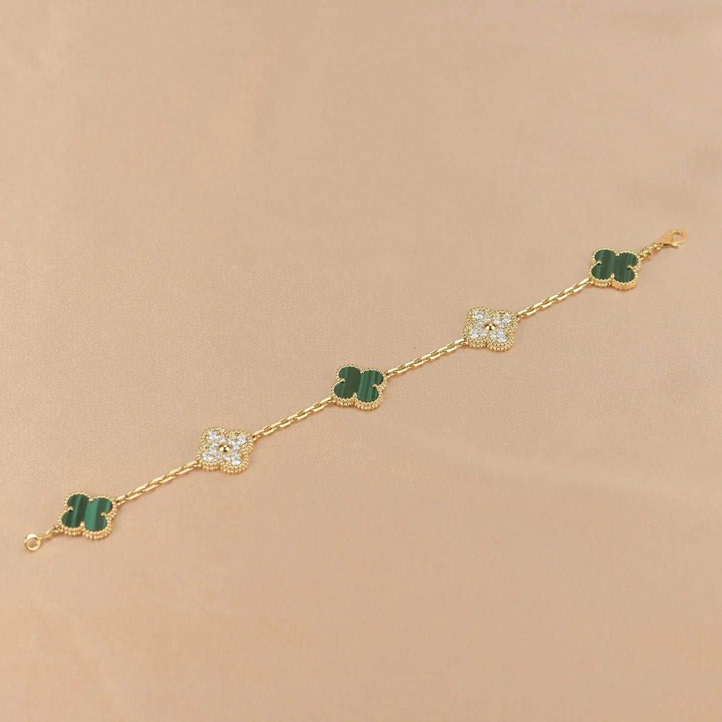[Aura Jewels]New  CLOVER 5 MOTIF MALACHITE BRACELET COLLECTION