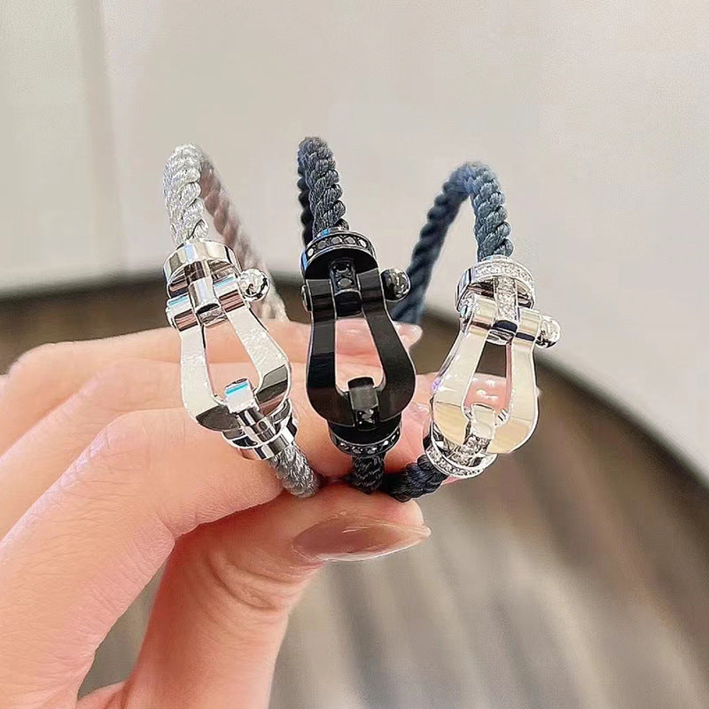 ¡®Aura Jewels¡¯FORCE LARGE HORSESHOE FULL DIAMOND BRACELET SILVER