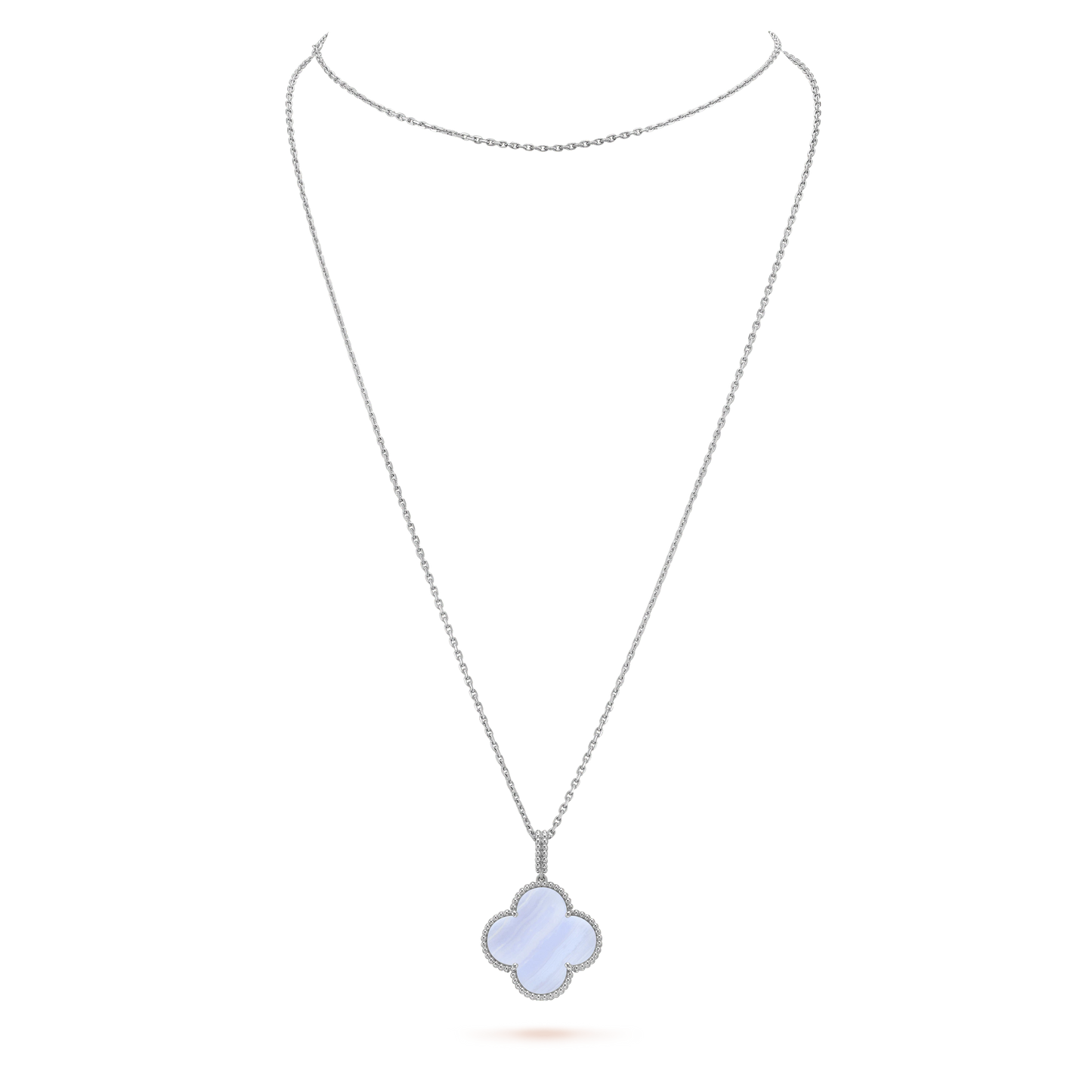 ¡®Aura Jewels¡¯CLOVER SILVER CHALCEDONY BIG CLOVER NECKLACE